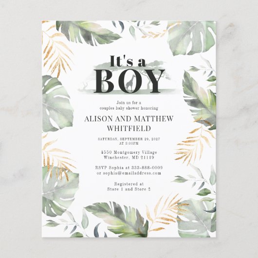 Budget Oerwoud Safari Giraffe Baby shower Boys (Voorkant)