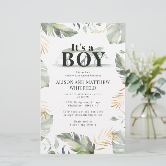 Budget Oerwoud Safari Giraffe Baby shower Boys Briefpapier (Staand voorkant)