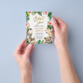 BUDGET Oerwoud Safari Tropisch groen Baby shower Flyer (Hand)