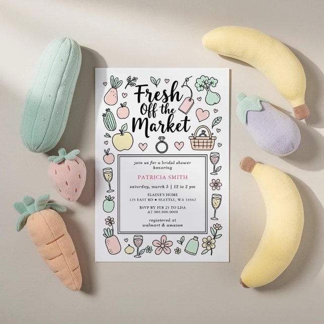 Budget off the Market Boerenbruiloft (She is off the Market Farmers Market Bridal Shower Invitation)