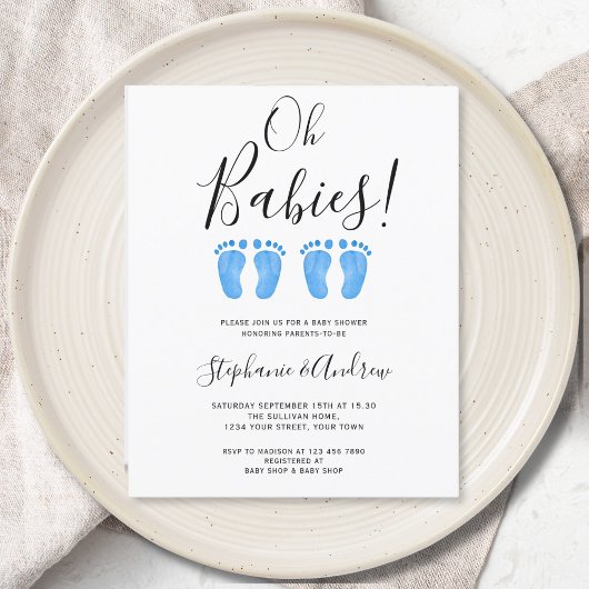 Budget Oh Babies Twins Couples Baby shower Uitnodi