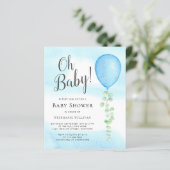 Budget Oh Baby Blue Baby shower Uitnodiging (Staand voorkant)