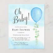 Budget Oh Baby Blue Baby shower Uitnodiging (Voorkant)