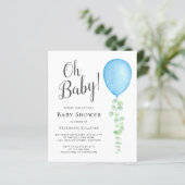Budget Oh Baby Blue Baby shower Uitnodiging (Staand voorkant)
