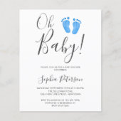 Budget Oh Baby Blue Feet Baby shower Invitation (Voorkant)