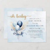 Budget Oh Baby Blue Gold Boho Boy Baby shower (Voorkant / Achterkant)