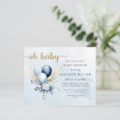 Budget Oh Baby Blue Gold Boho Boy Baby shower (Staand voorkant)