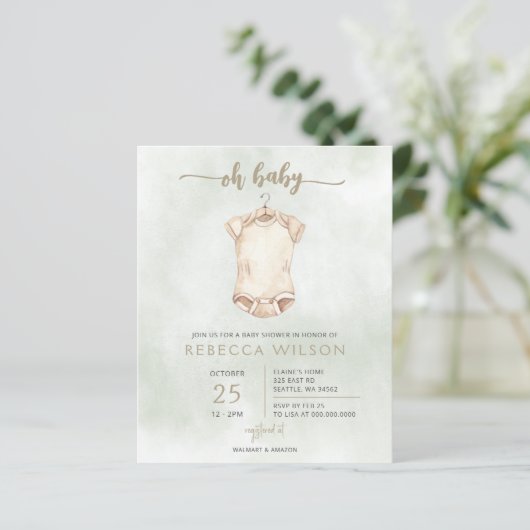 Budget Oh Baby Boho Baby shower Uitnodiging (Staand voorkant)