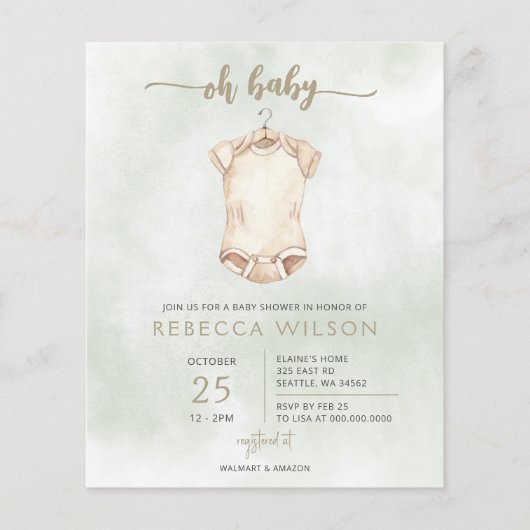 Budget Oh Baby Boho Baby shower Uitnodiging (Voorkant)
