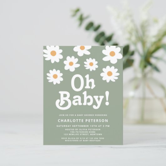 Budget Oh Baby Daisy Sage Groen Baby shower (Staand voorkant)