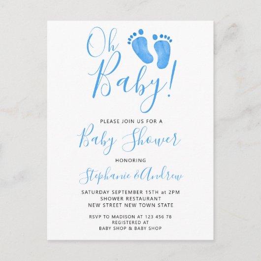 Budget Oh Baby Feet Couples Baby shower Uitnodiging Briefkaart (Voorkant)