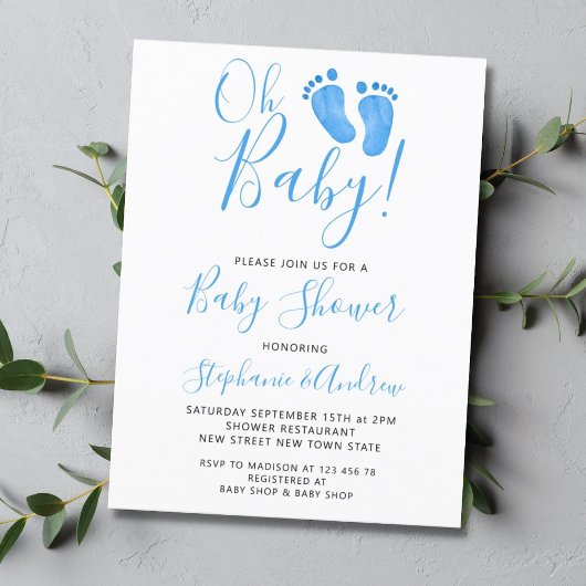 Budget Oh Baby Feet Couples Baby shower Uitnodiging Briefkaart