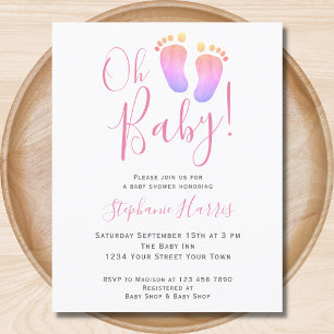 Budget Oh Baby Girl's Baby shower Uitnodiging