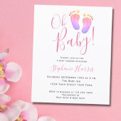 Budget Oh Baby Girl's Baby shower Uitnodiging