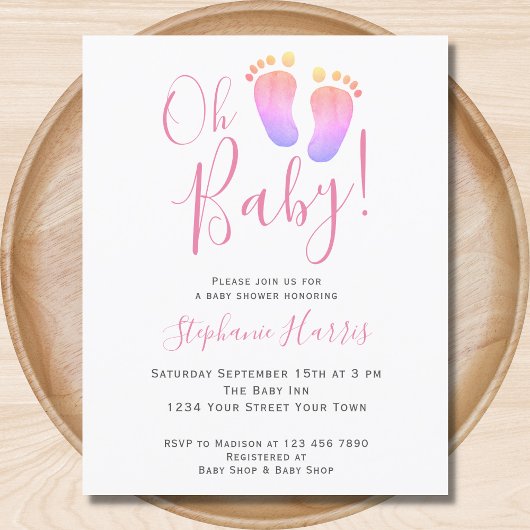 Budget Oh Baby Girl's Baby shower Uitnodiging