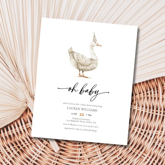 BUDGET Oh Baby Goose Genderneutraal Baby shower Flyer