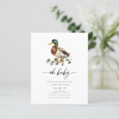 Budget Oh Baby Mallard Duck Baby shower Uitnodigin (Staand voorkant)