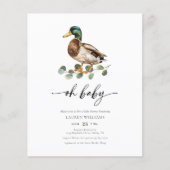 Budget Oh Baby Mallard Duck Baby shower Uitnodigin (Voorkant)