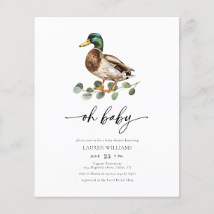 Budget Oh Baby Mallard Duck Baby shower Uitnodigin