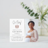 Budget Oh Baby Meisjes Baby shower Uitnodiging (Staand voorkant)