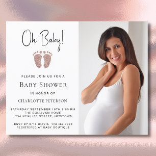 Budget Oh Baby Meisjes Baby shower Uitnodiging