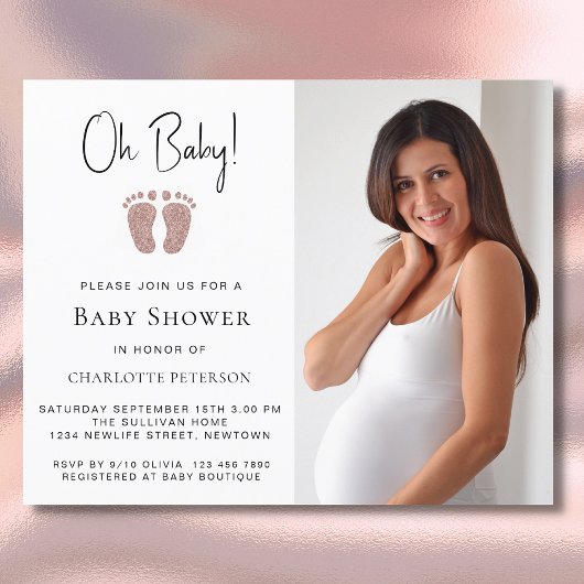 Budget Oh Baby Meisjes Baby shower Uitnodiging