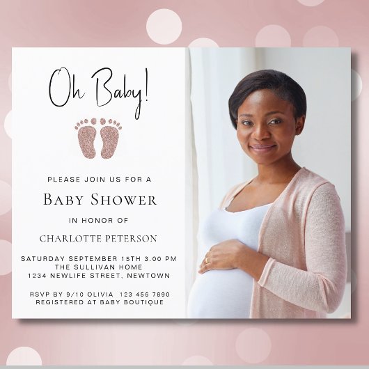 Budget Oh Baby Meisjes Baby shower Uitnodiging
