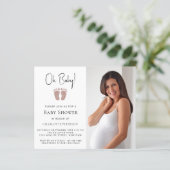 Budget Oh Baby Meisjes Baby shower Uitnodiging (Staand voorkant)