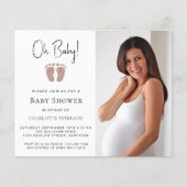 Budget Oh Baby Meisjes Baby shower Uitnodiging (Voorkant)