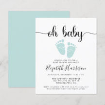 Budget Oh Baby Mint Green Shower Uitnodiging