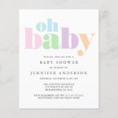 Budget Oh Baby Modern Baby shower Uitnodiging (Voorkant)