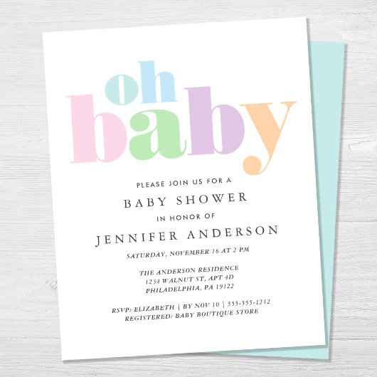 Budget Oh Baby Modern Baby shower Uitnodiging