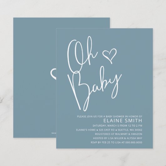 Budget Oh Baby Modern Boy Baby shower (Voorkant / Achterkant)