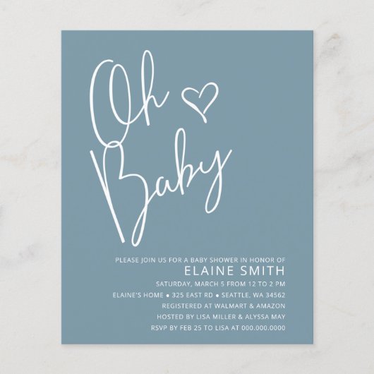 Budget Oh Baby Modern Boy Baby shower (Voorkant)