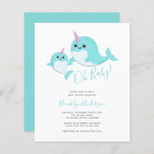 Budget Oh Baby Narwhal Baby shower Uitnodiging (Voorkant / Achterkant)