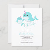 Budget Oh Baby Narwhal Baby shower Uitnodiging (Voorkant)