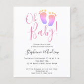 Budget Oh Baby paren Roze Baby shower Uitnodiging (Voorkant)