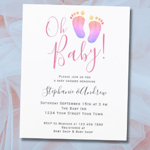 Budget Oh Baby paren Roze Baby shower Uitnodiging
