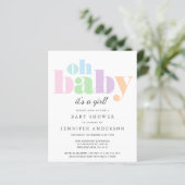 Budget Oh Baby Pastel Baby shower Uitnodiging (Staand voorkant)