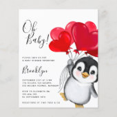 Budget Oh Baby Penguin Baby shower Uitnodiging (Voorkant)