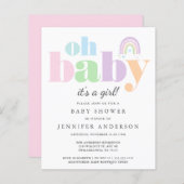 Budget Oh Baby Rainbow Baby Girl - Uitnodiging (Voorkant / Achterkant)