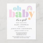 Budget Oh Baby Rainbow Baby Girl - Uitnodiging (Voorkant)