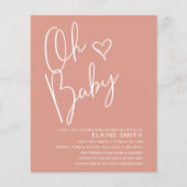 Budget Oh Baby roze Baby shower uitnodiging (Voorkant)