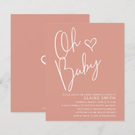 Budget Oh Baby roze Baby shower uitnodiging