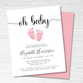 Budget Oh Baby roze Baby shower uitnodiging