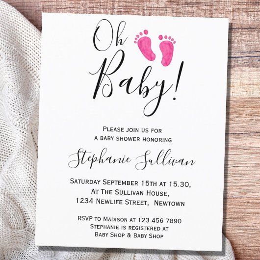 Budget Oh Baby roze Feet Baby shower