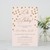 Budget Oh Baby roze Gold Baby shower Uitnodiging (Staand voorkant)