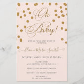 Budget Oh Baby roze Gold Baby shower Uitnodiging (Voorkant)