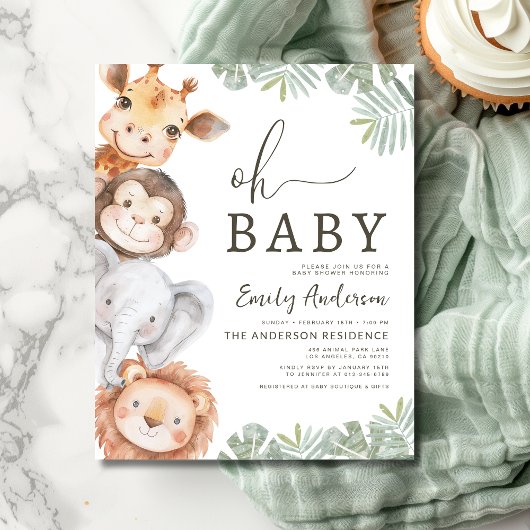 Budget Oh Baby Safari Animal Boy's Baby shower Flyer
