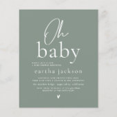 Budget Oh Baby Script Sage Green Boho Baby shower (Voorkant)